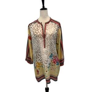 Johnny Was – Floral Silk Tunic, Size L